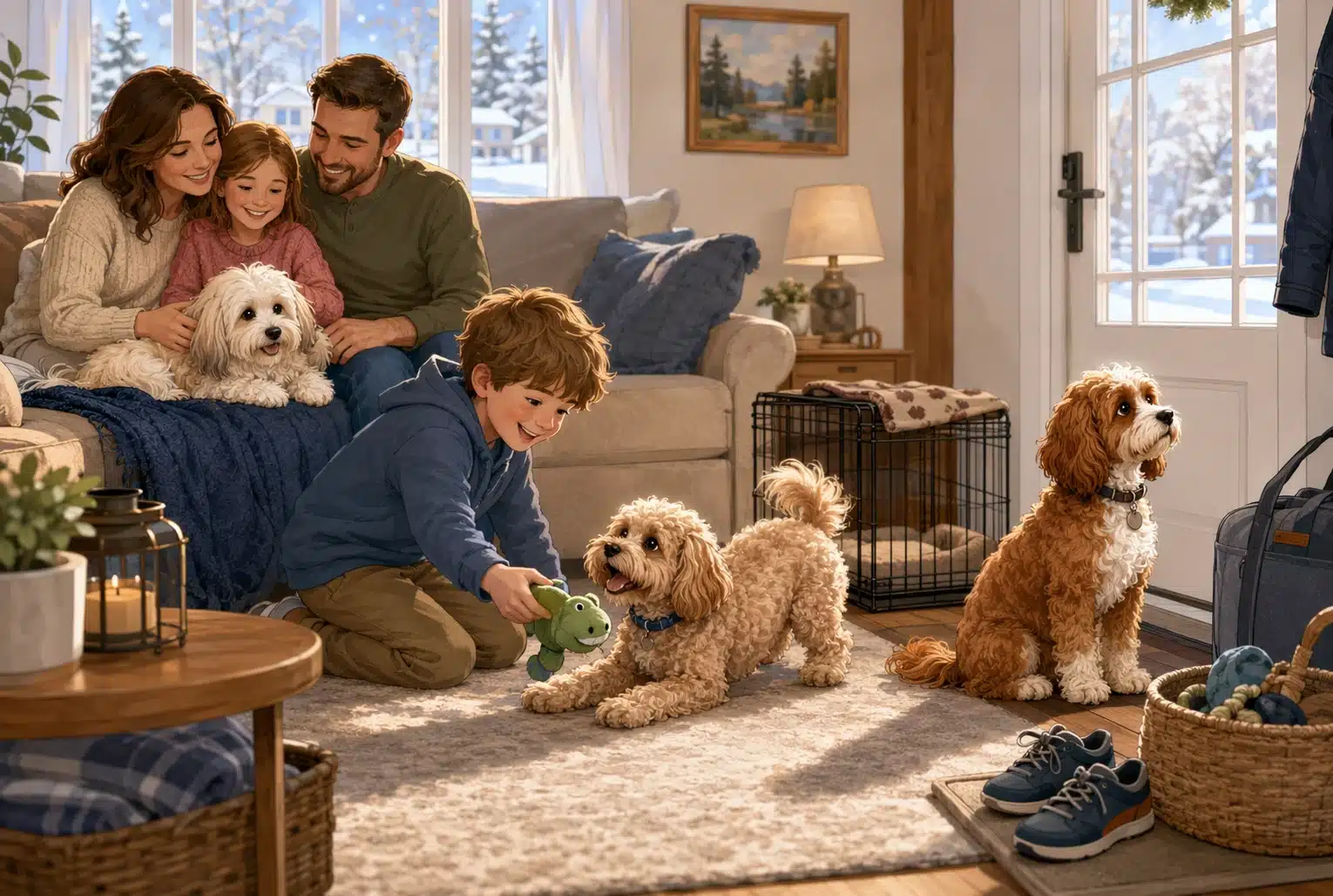 Comparison infographic of family-fit small dog breeds