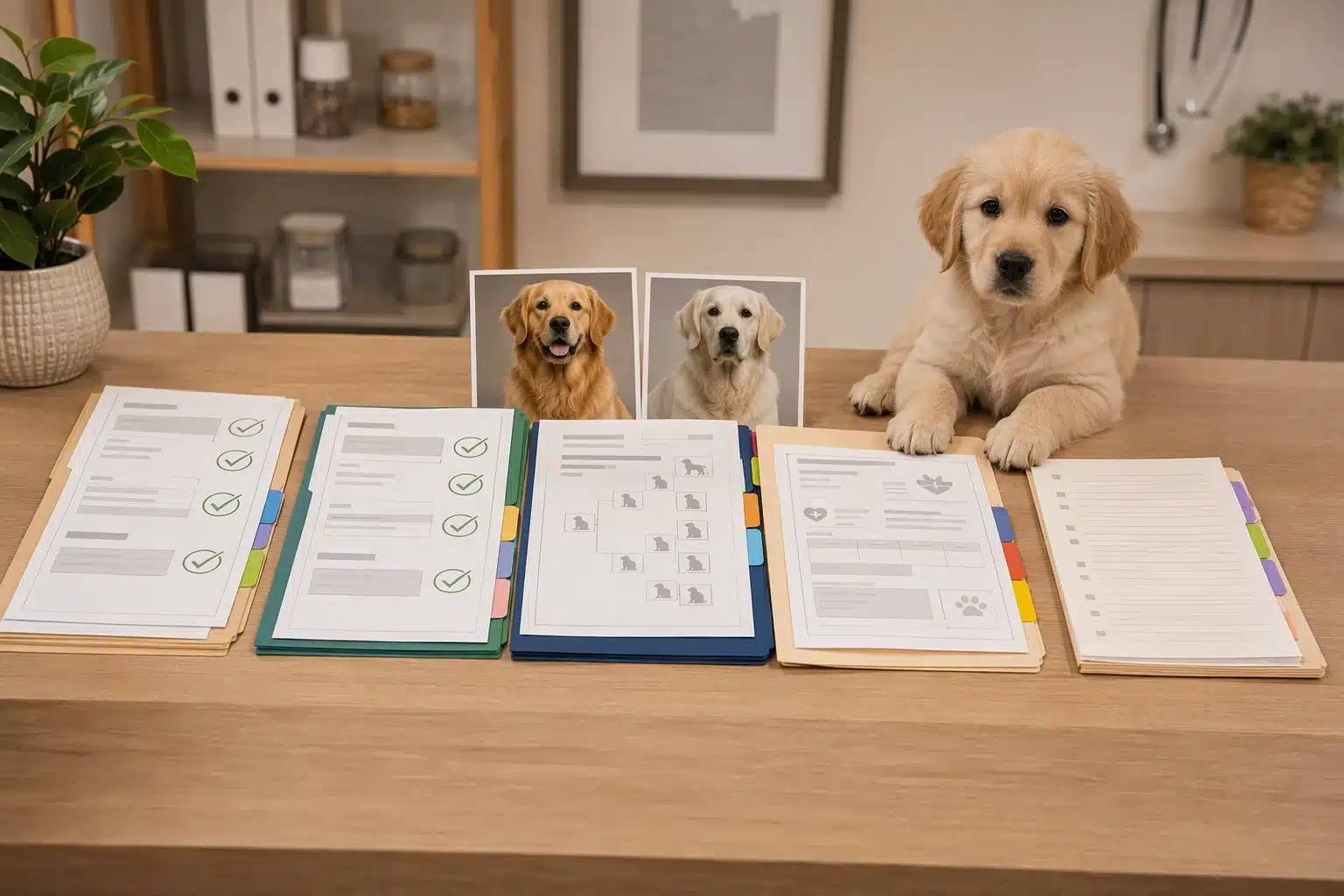 Breeder health test records and socialization notes