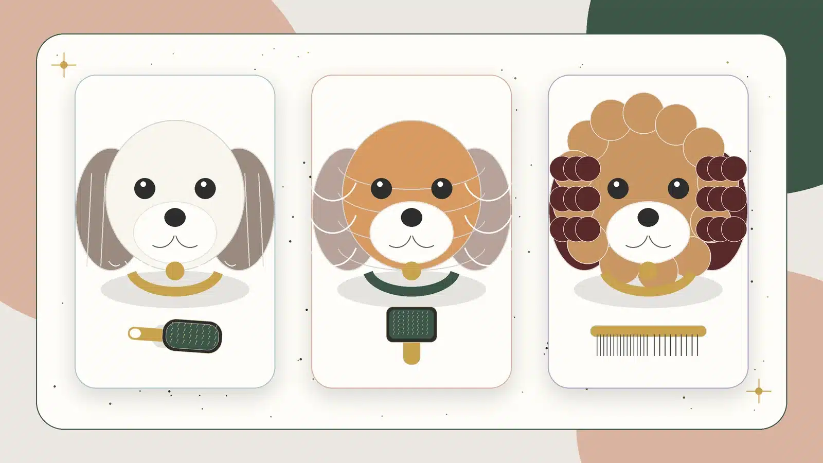 Illustration comparing silky, wavy, and curly puppy coat types