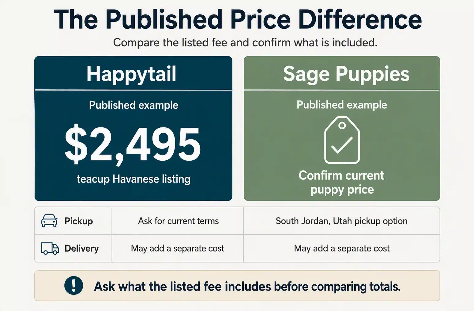 Havanese price comparison bar chart