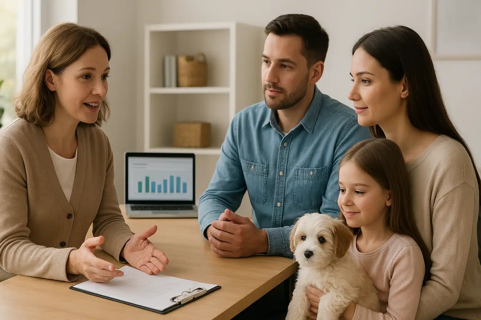 Breeder assessing Havanese temperament with prospective family
