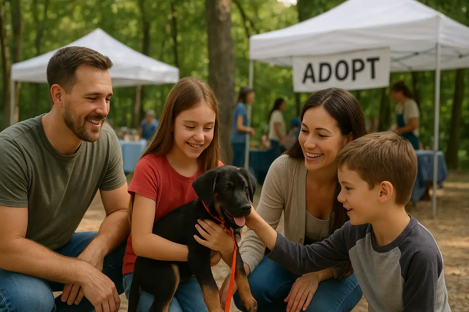 Families explore adoptable puppies at Crystal Bridges adoption event