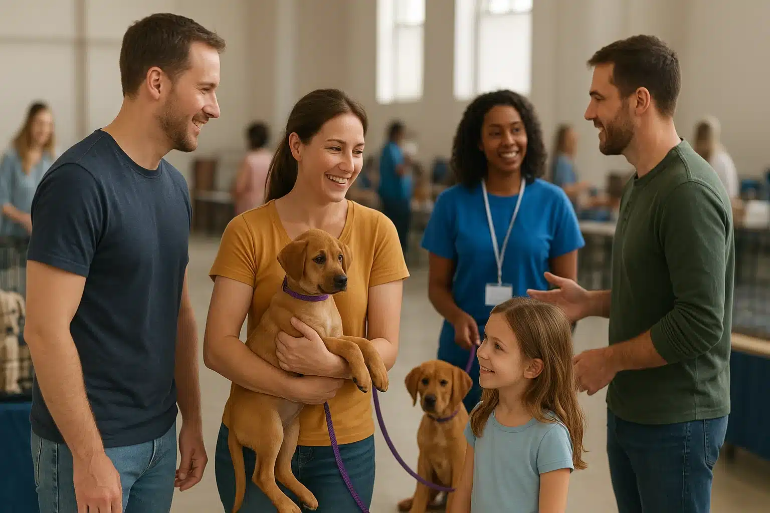 Families meet adoptable puppies at multi-shelter fair