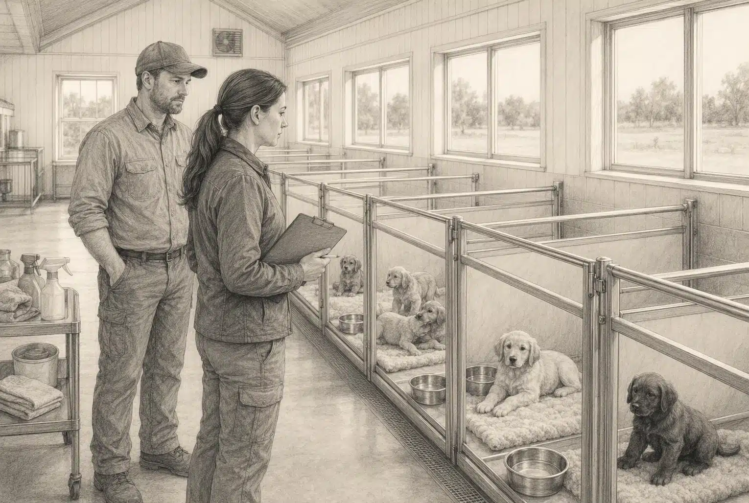 USDA inspector examines compliant puppy housing