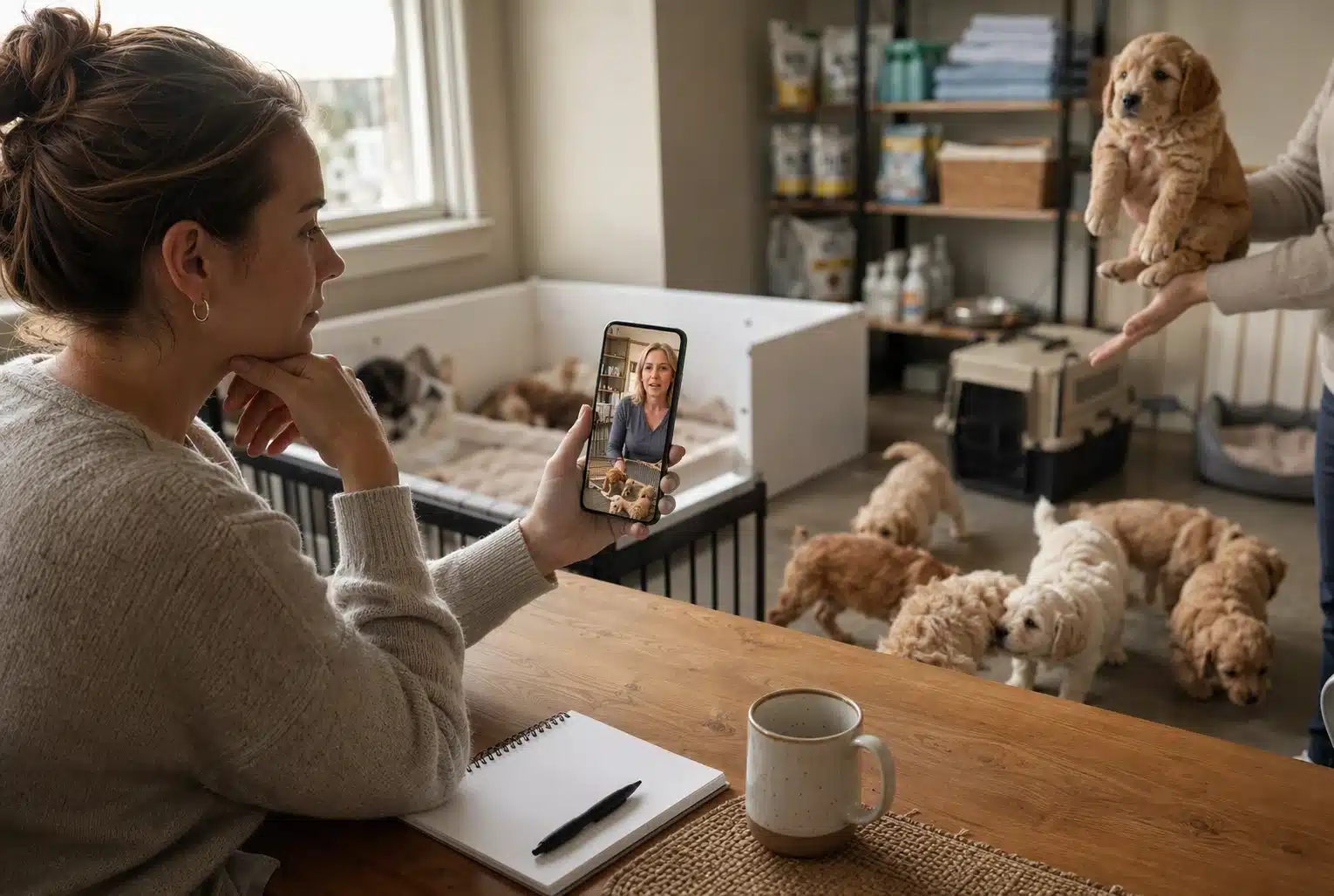 Video call reveals questionable puppy breeding setup