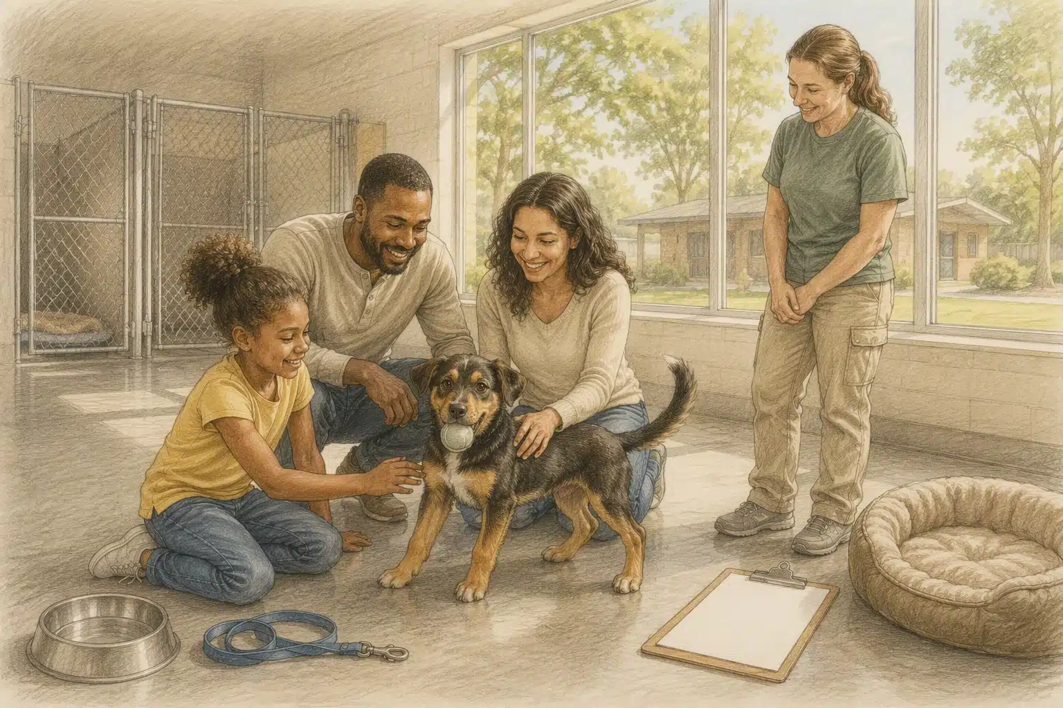 Family meets playful puppy at Mississippi shelter