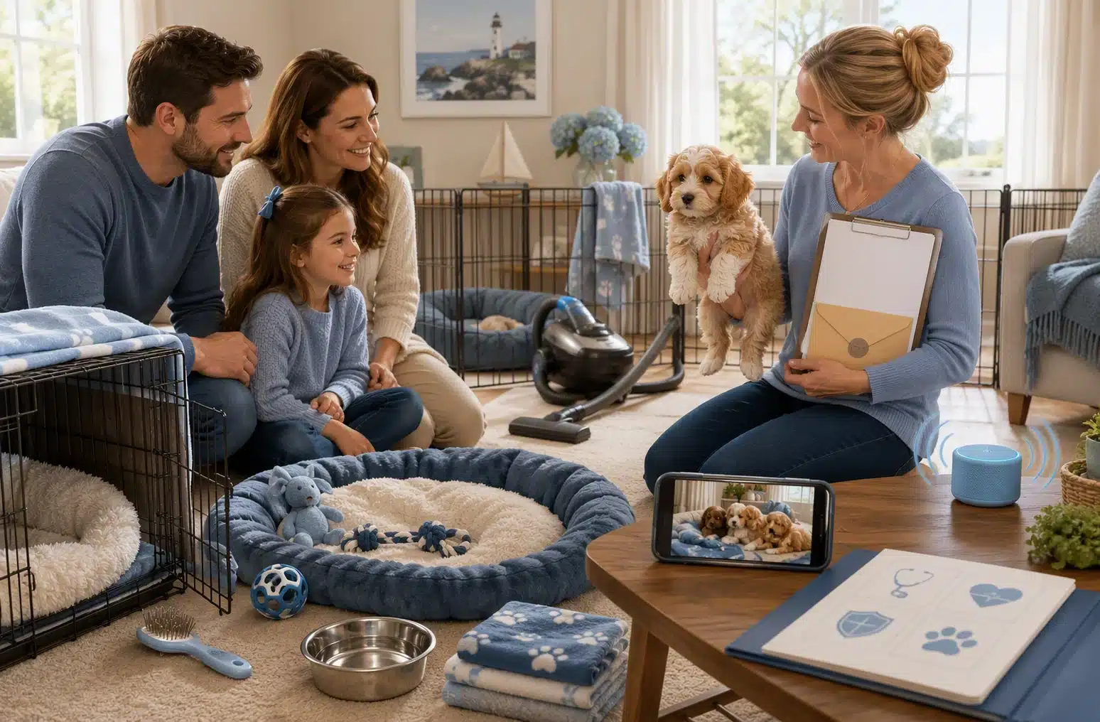 Breeder demonstrates Cavapoo acclimation to home environment