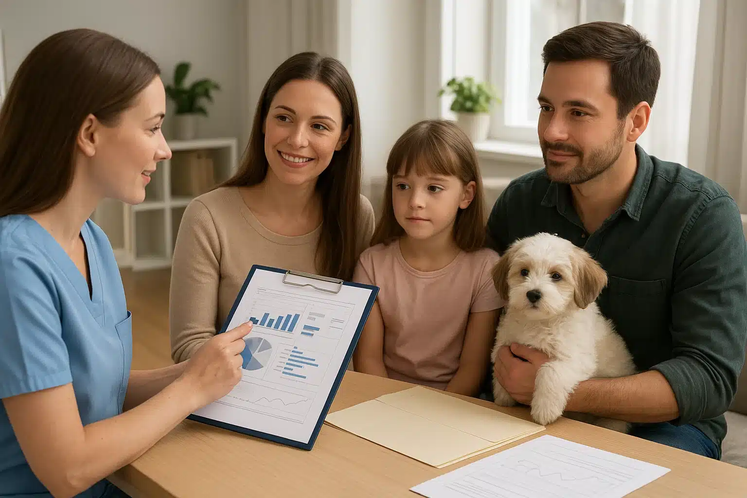 Breeder shares puppy care records with prospective owners