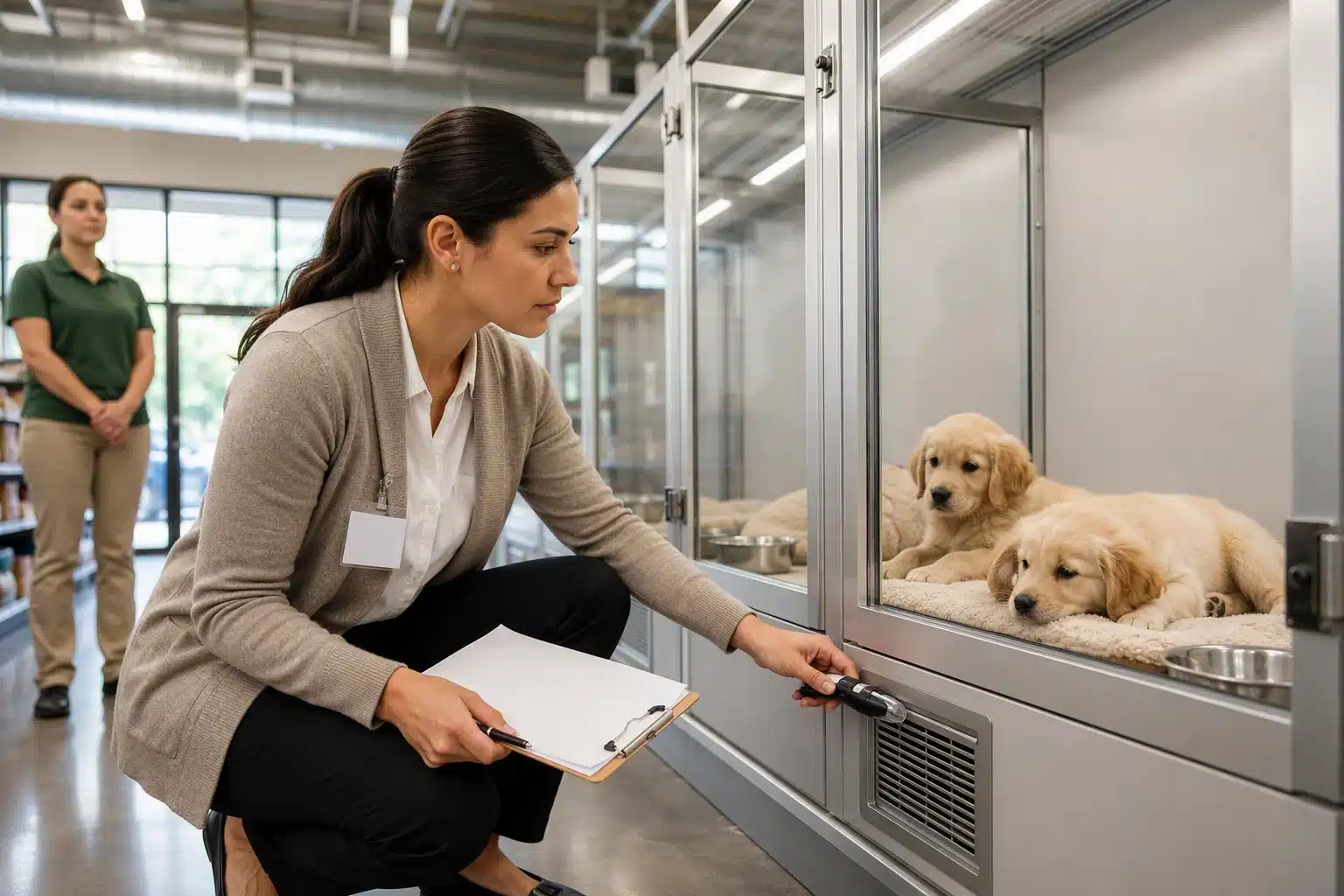 Rhode Island inspector examines puppy enclosure ventilation records