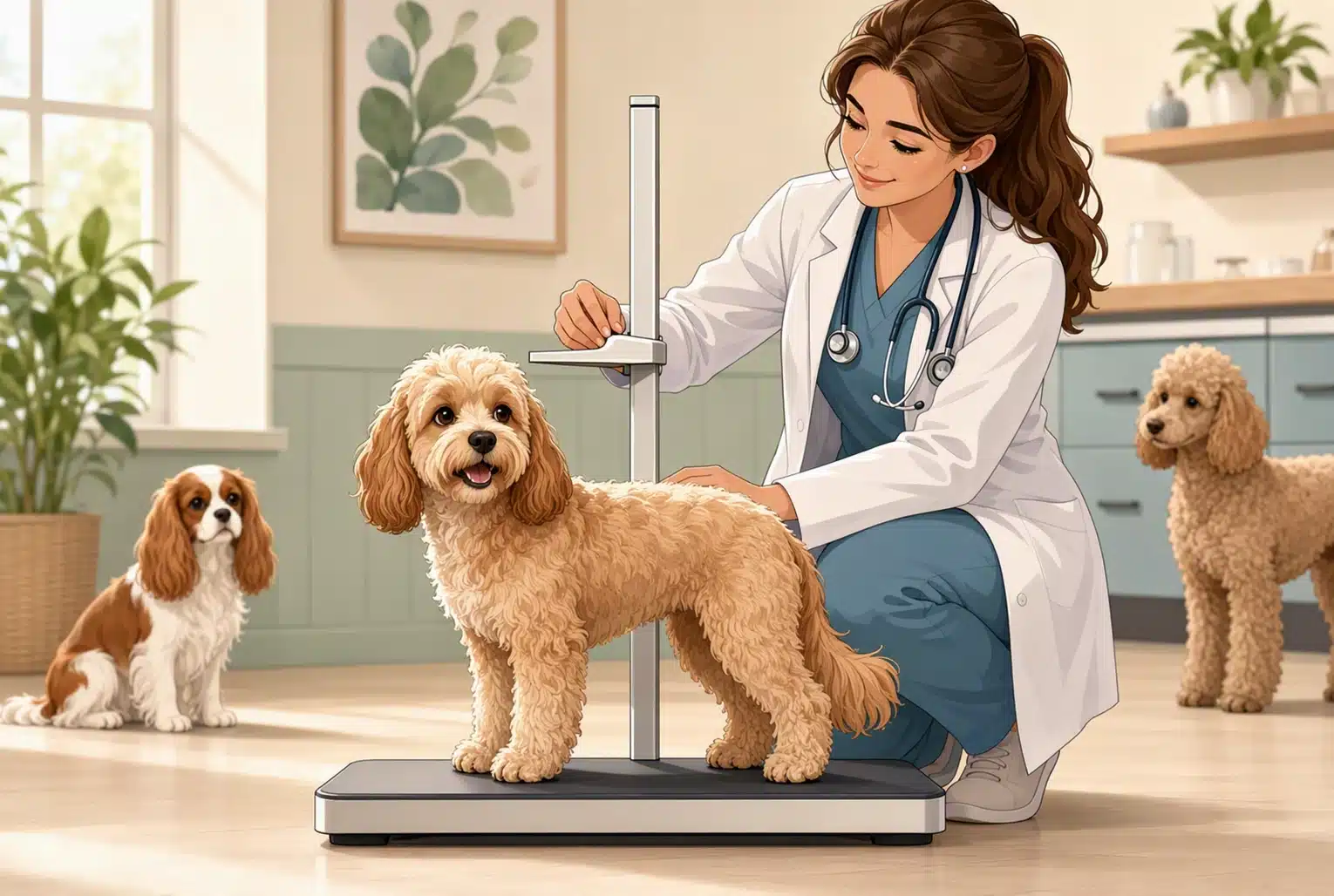 Cavapoo size comparison with height and weight visual scale