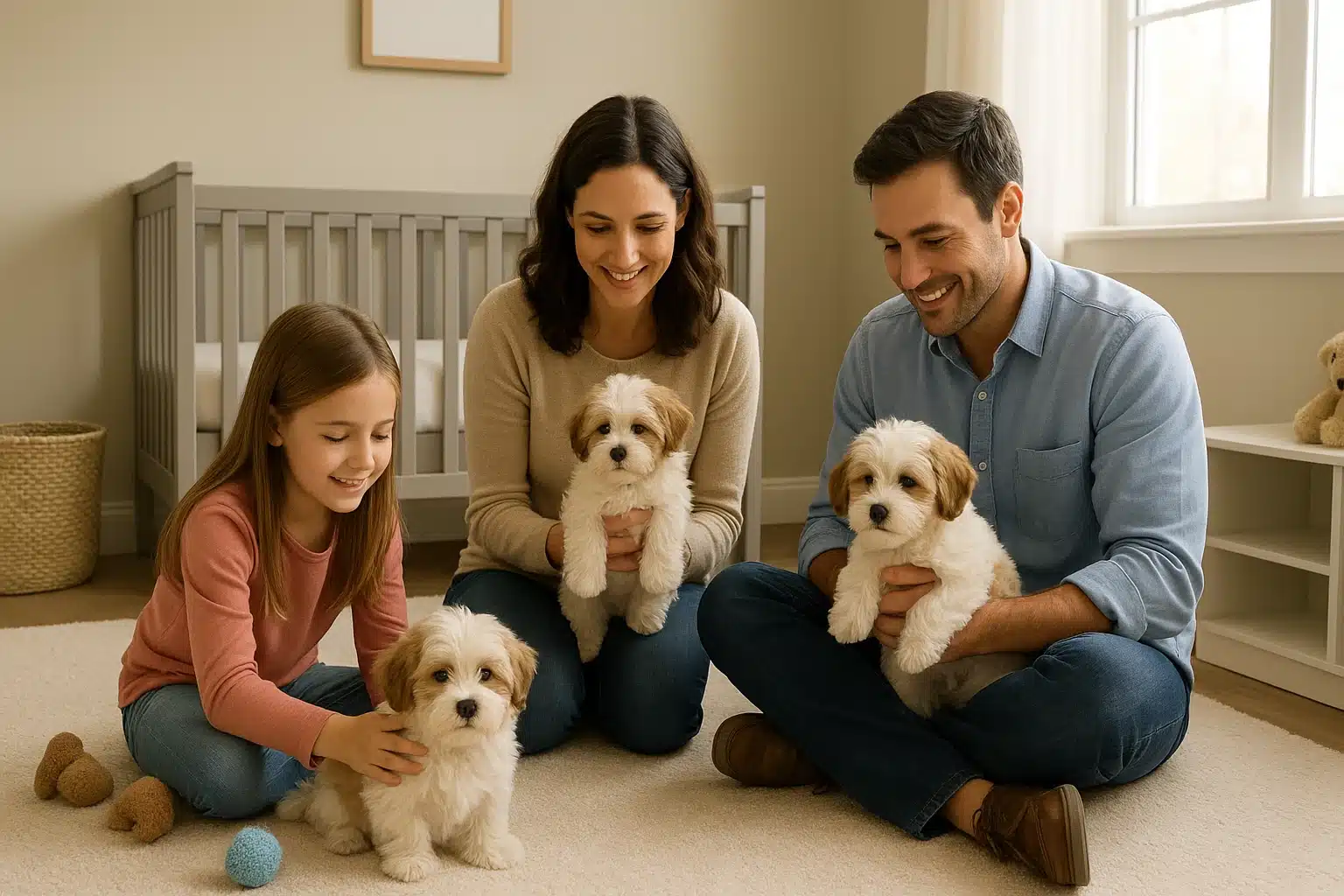 Havanese puppies in a bright South Jordan home nursery