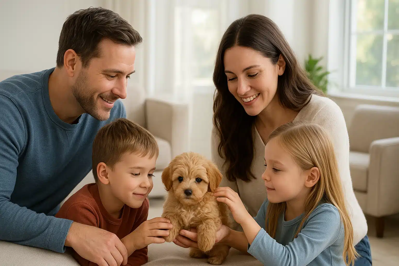 Family meets Havapoo puppy in South Jordan home