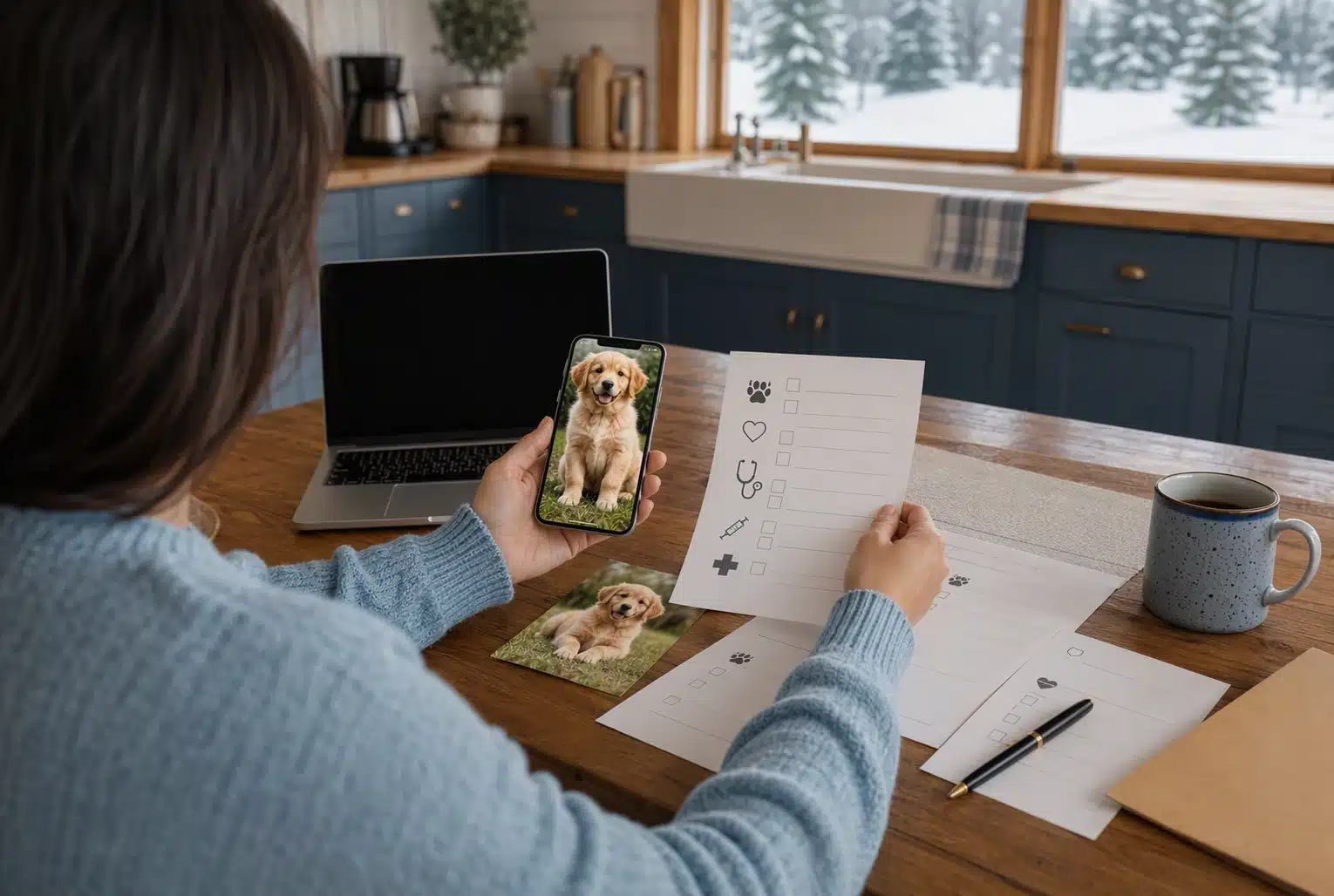 Comparing puppy listings with health records at home