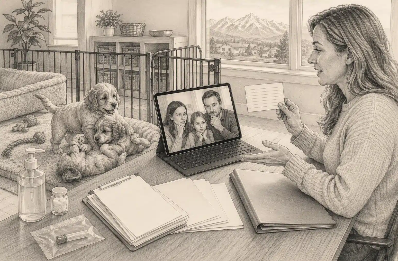 Breeder shares records with family during puppy video call