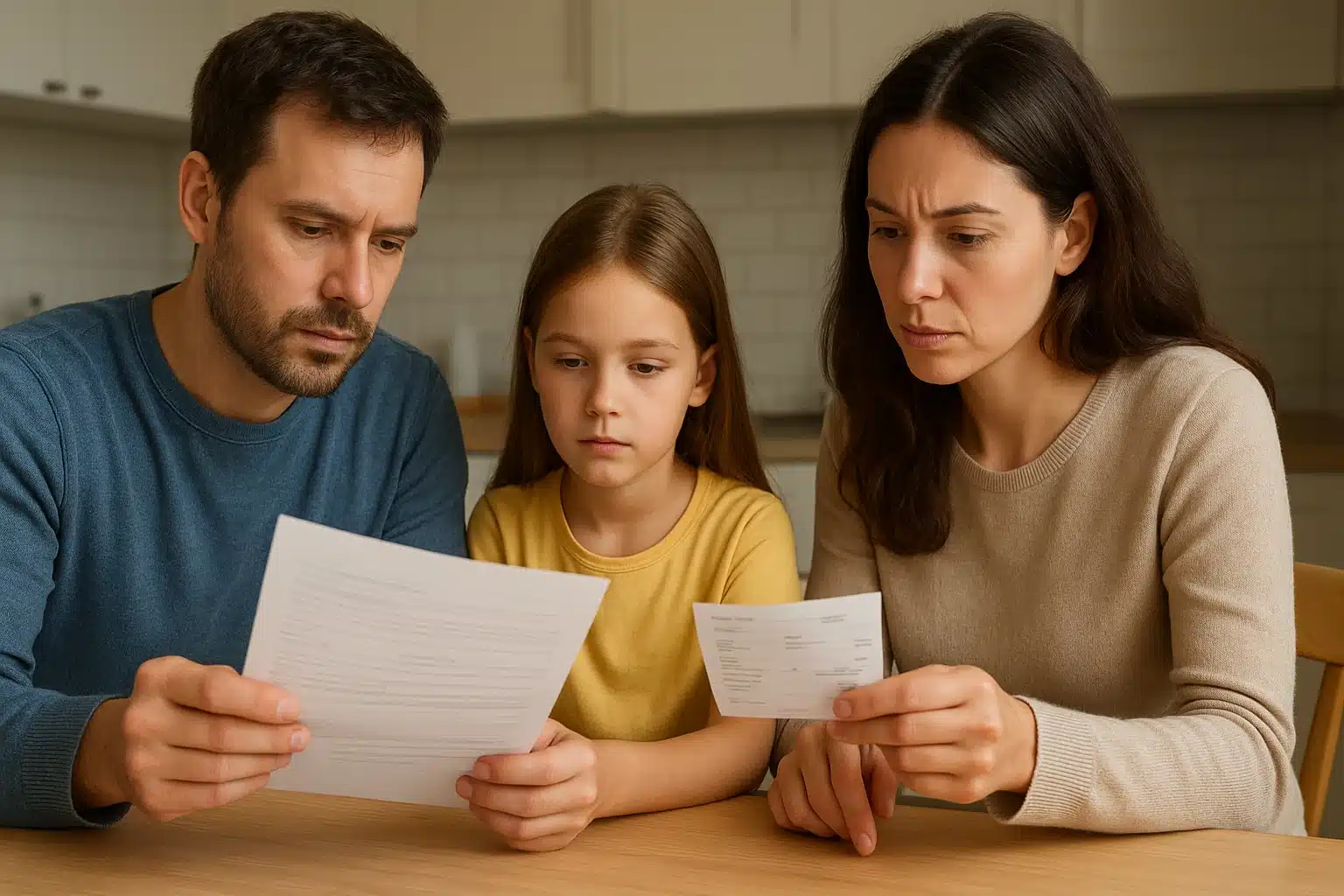 Family reviewing Havanese reservation terms at kitchen table