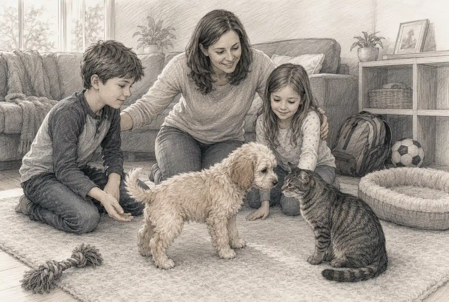 Family introductions with calm cat