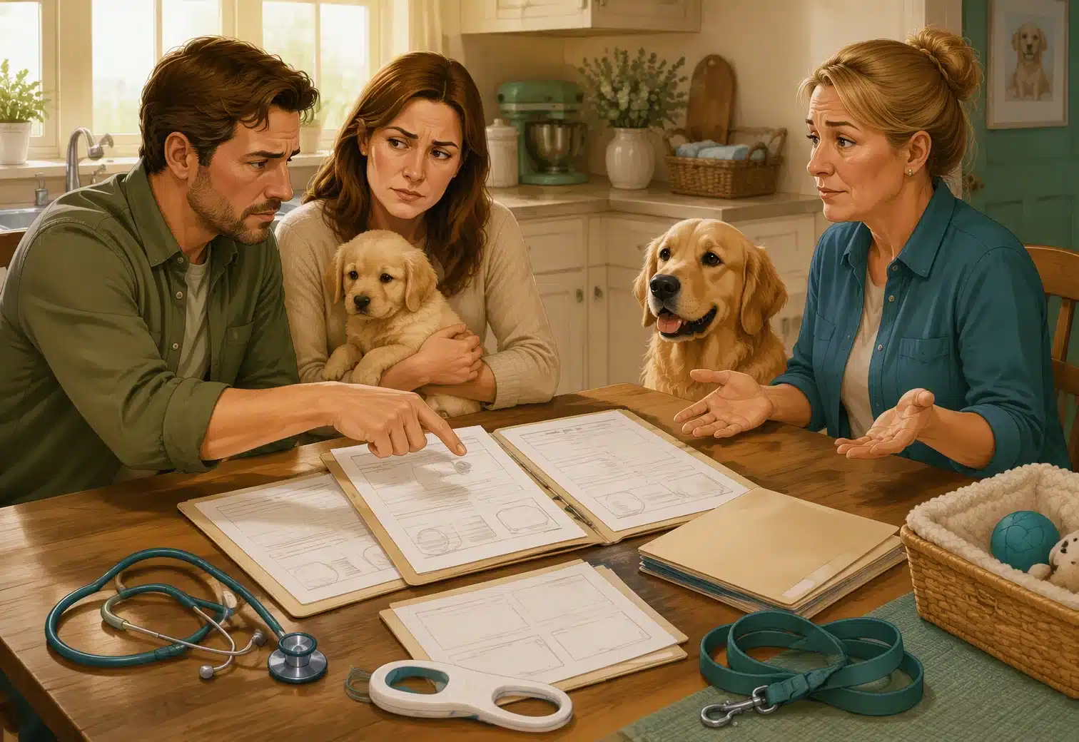 Breeder reviewing unclear parent dog health records