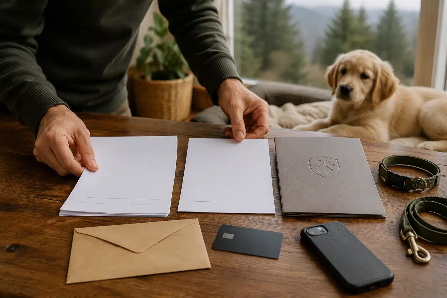 Buyer reviewing puppy deposit details paperwork
