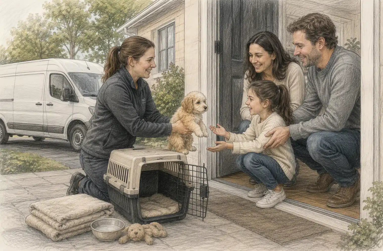 Family welcomes Havapoo puppy at home delivery