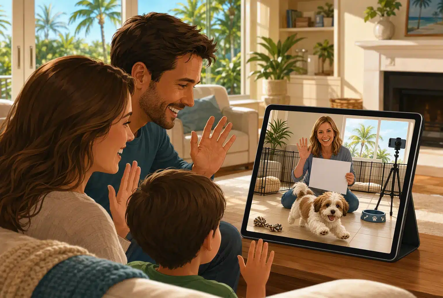 Family reviews live puppy video call