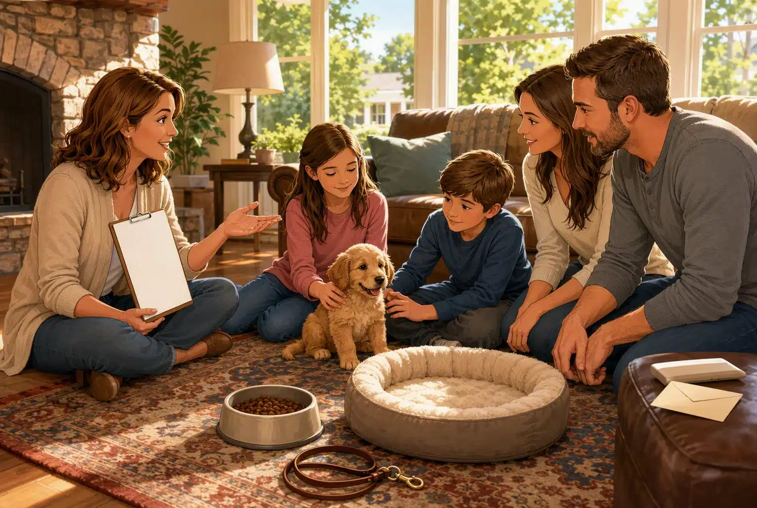 Cozy breeder meeting with eager puppy buyers