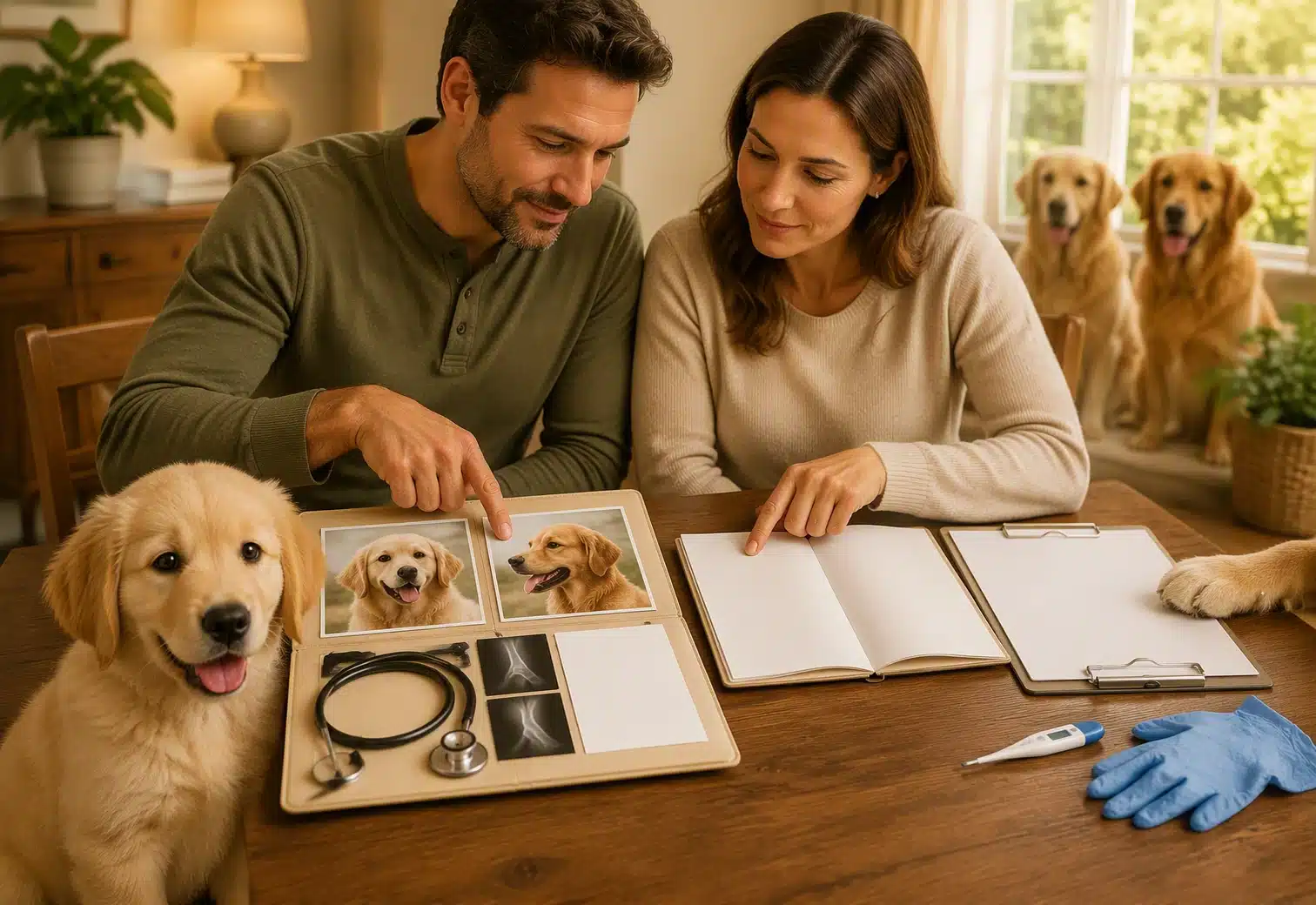 Comparing parent health records with puppy care notes