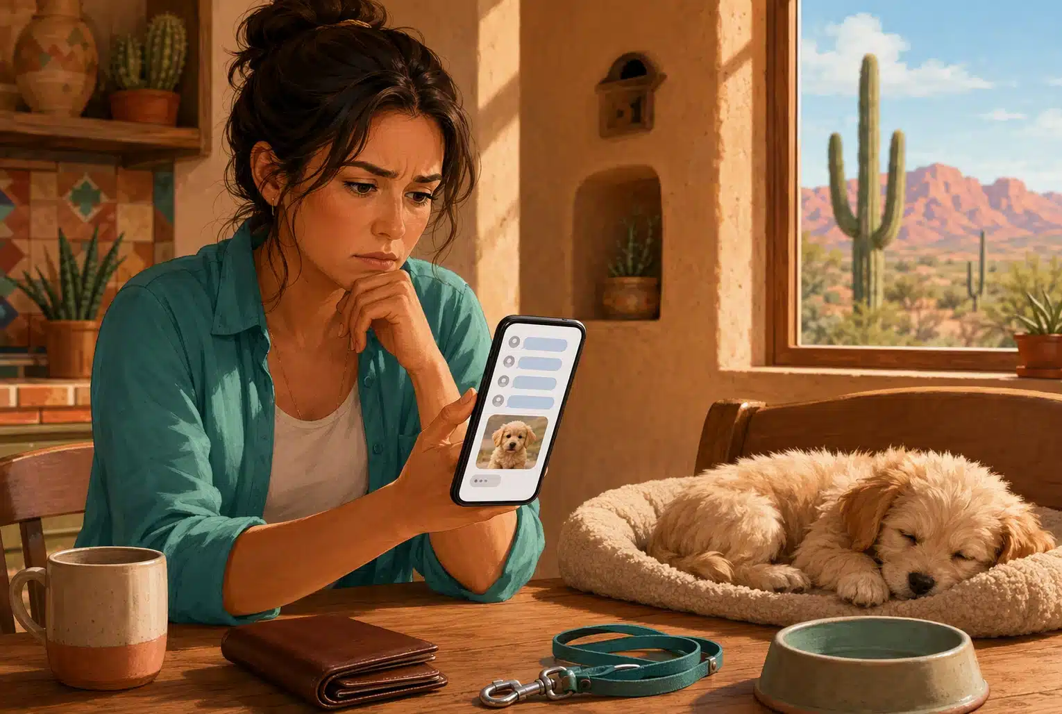 Skeptical parent reviews suspicious generic puppy seller messages