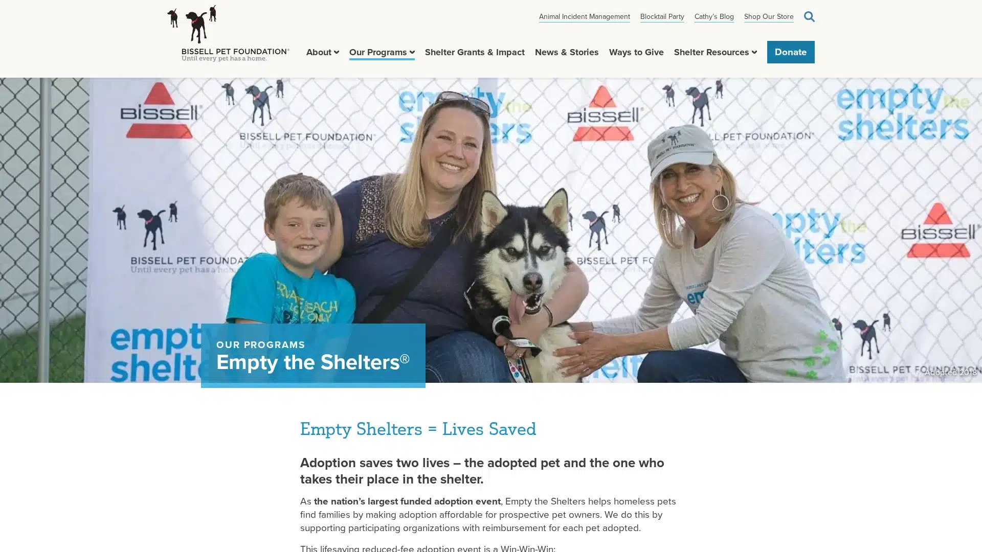 BISSELL Empty the Shelters at participating Arkansas shelters
