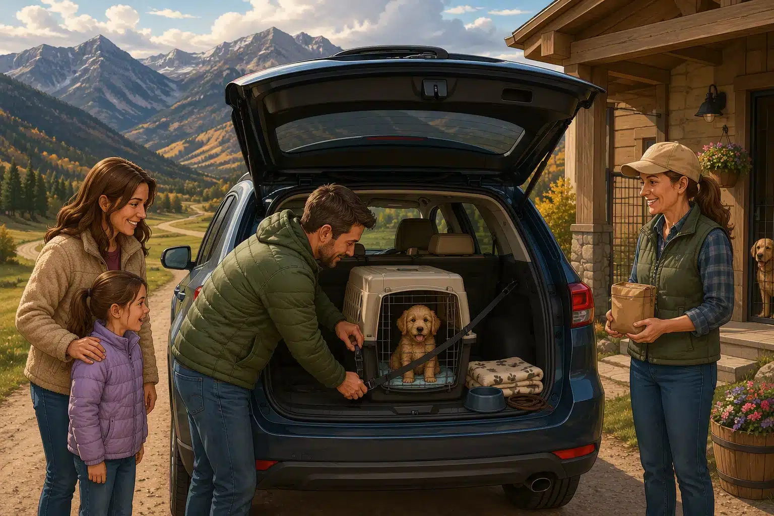 Securing puppy crate in family SUV