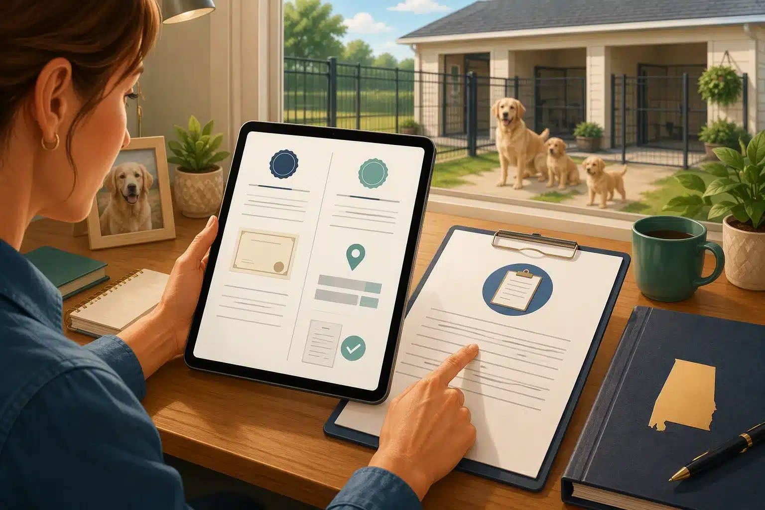 Parent comparing breeder certificate with USDA inspection report