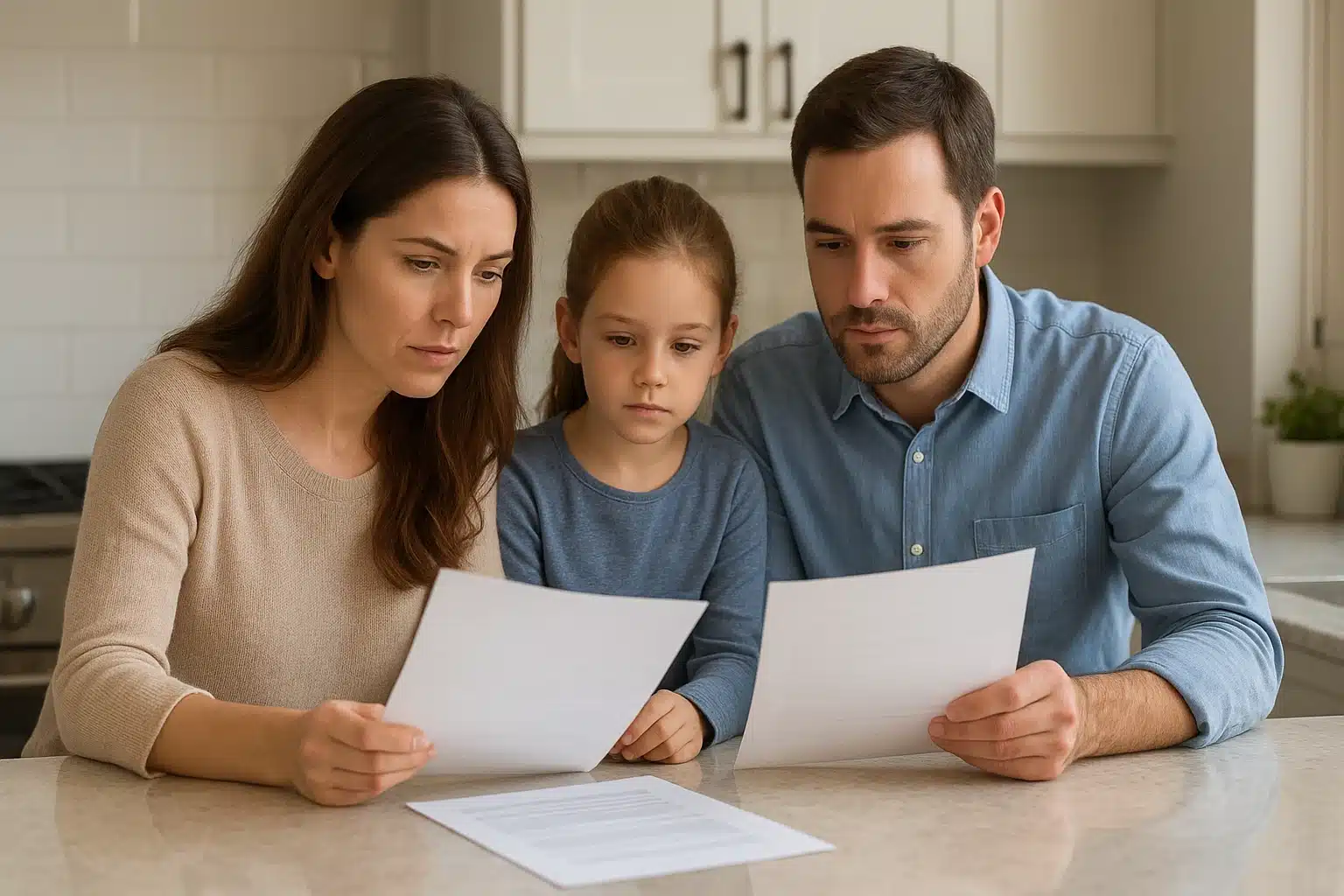 A family compares a puppy contract with an invoice