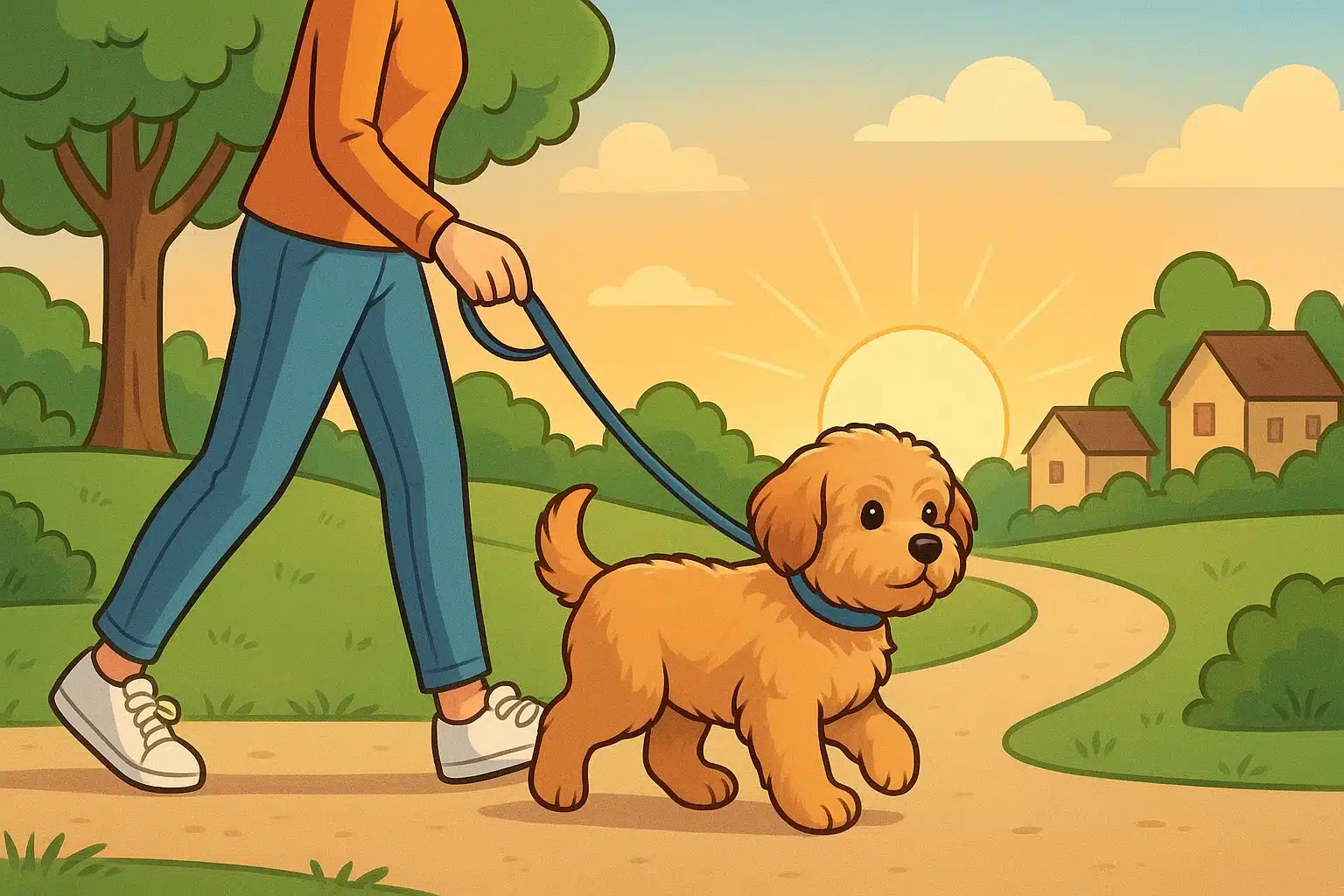 Sunrise potty break with Havapoo puppy