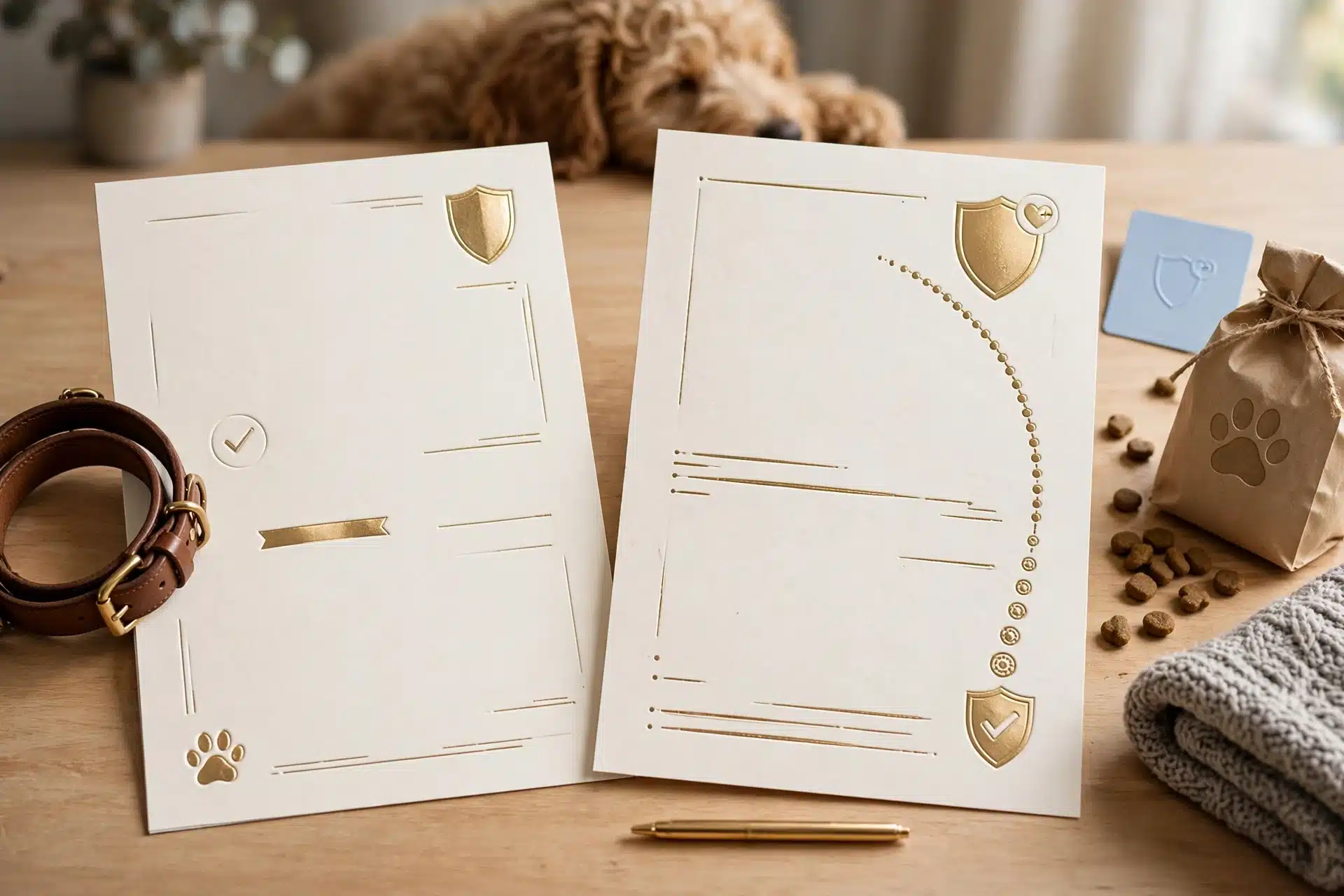 Two puppy guarantee papers compared side by side