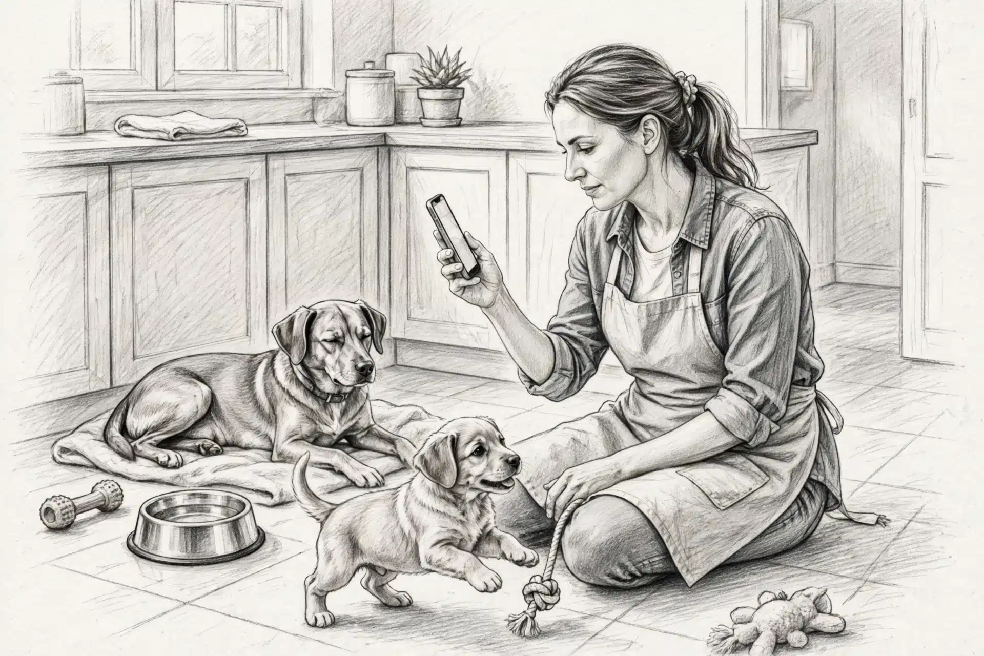 Breeder films playful puppy during live virtual tour