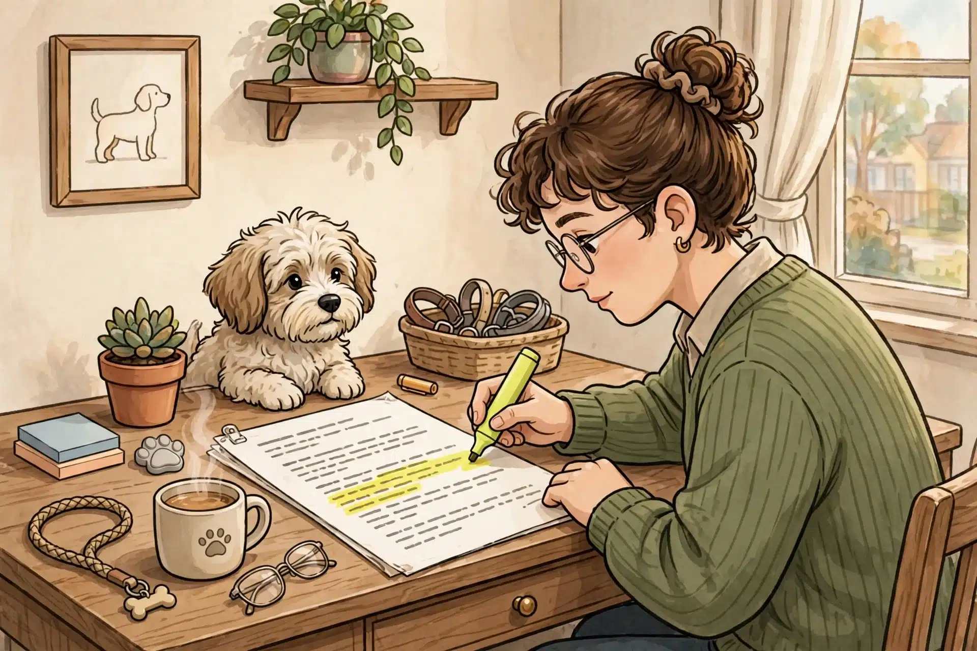 Buyer highlighting puppy contract coverage clause