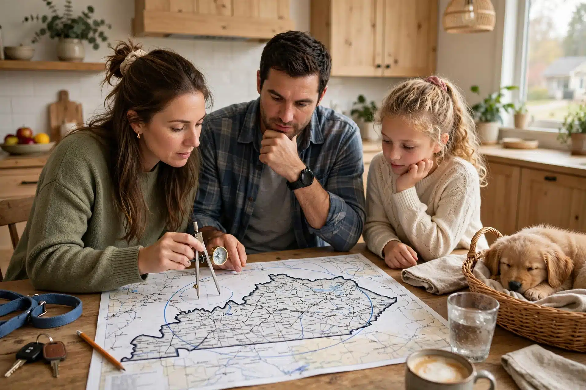 Family tracing route on Kentucky map