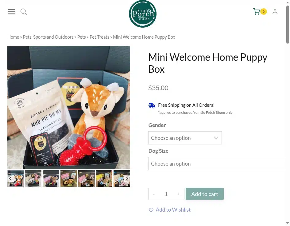 Front Porch Alabama Mini Welcome Home Puppy Box