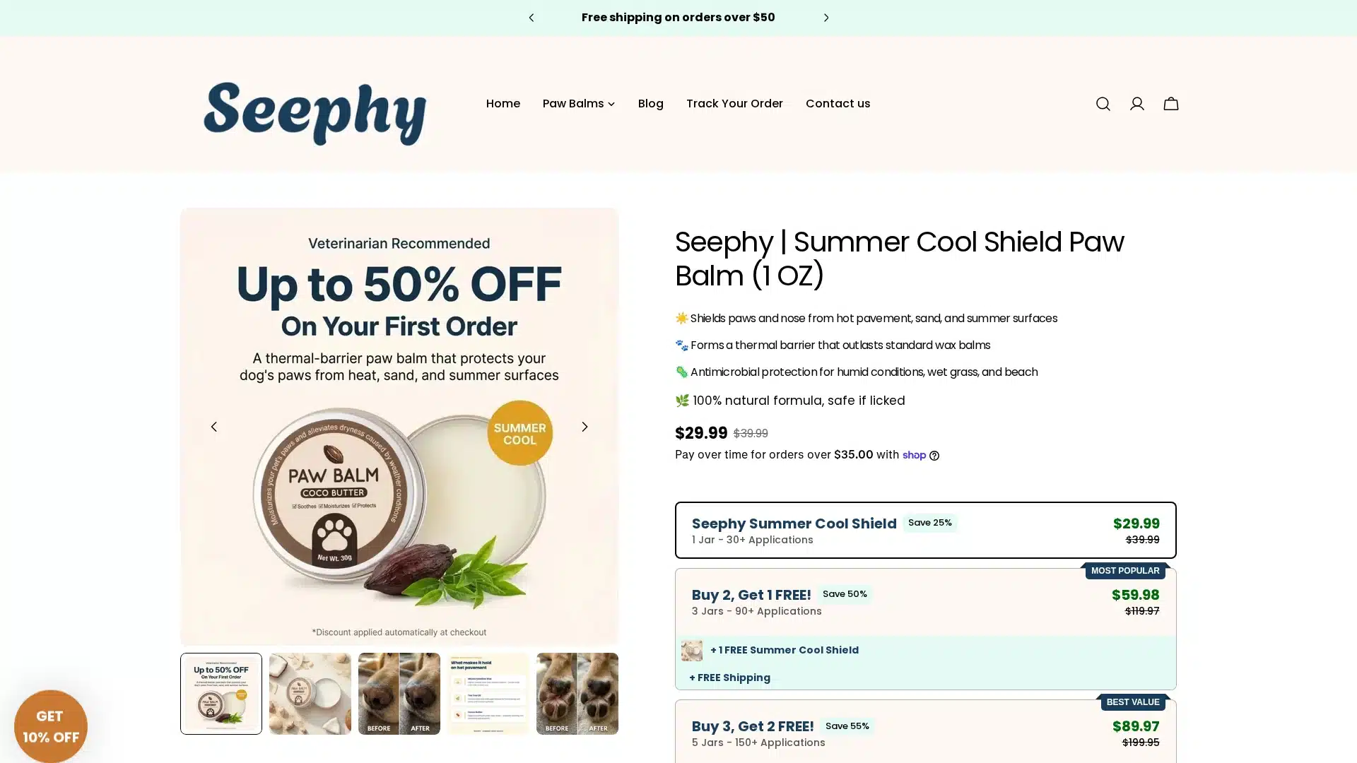 Seephy Summer Cool Shield Paw Balm