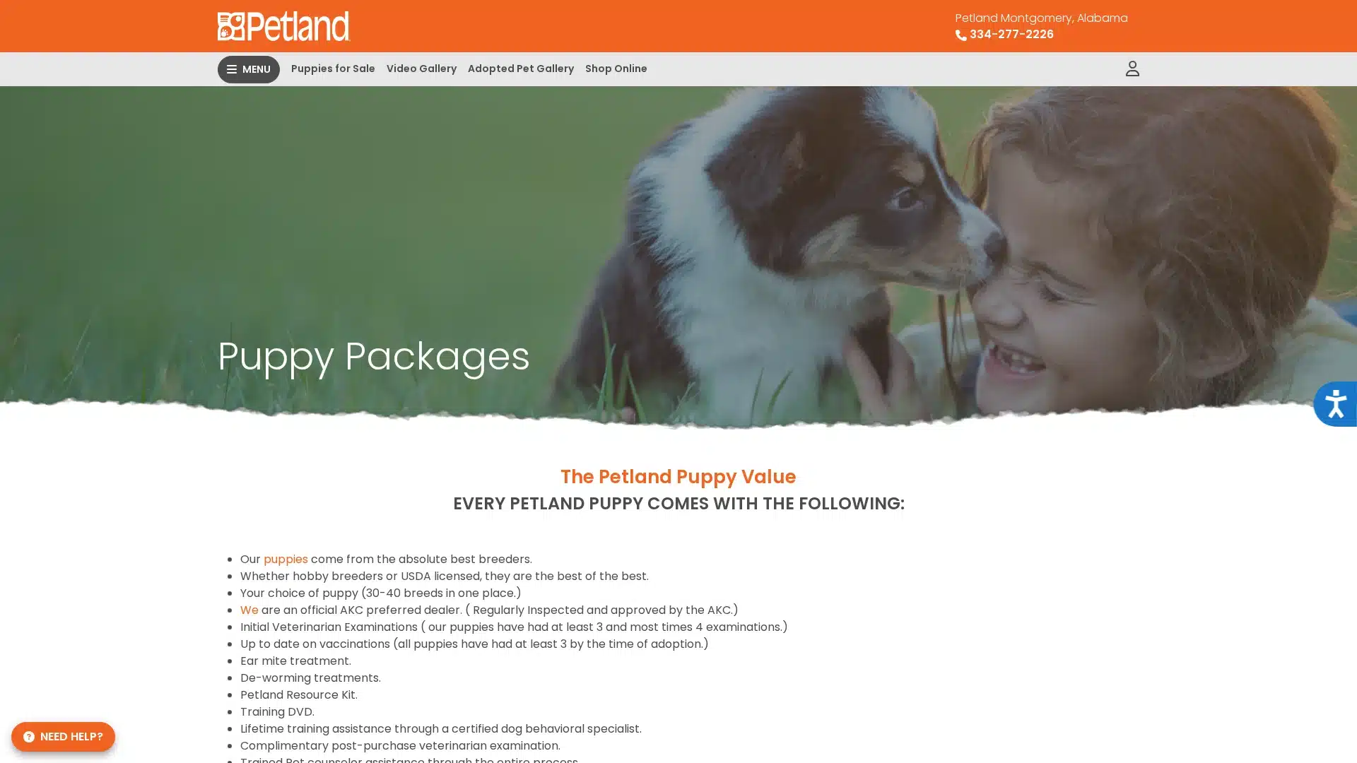 Petland Montgomery puppy package