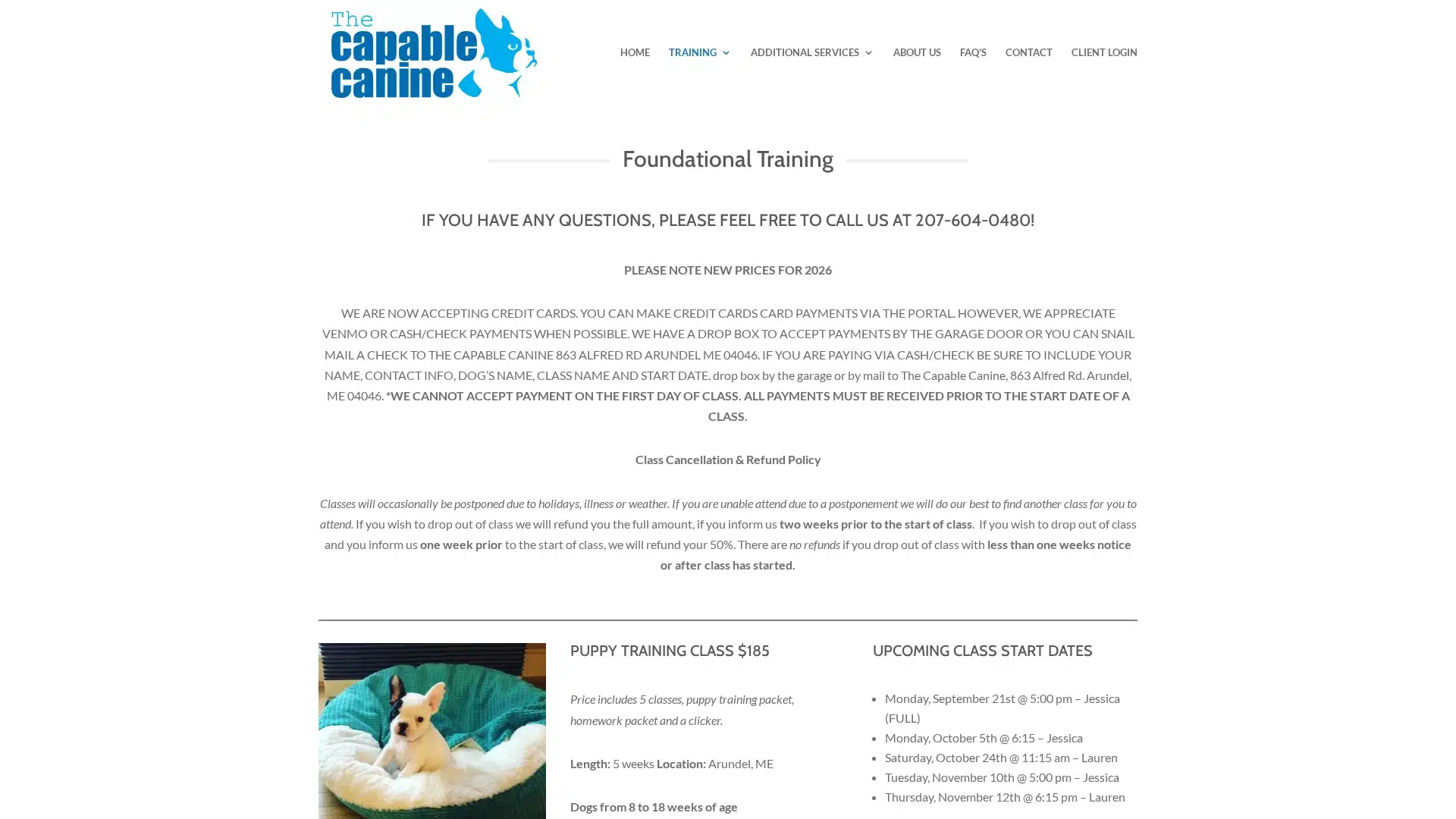 The Capable Canine Puppy Training Class