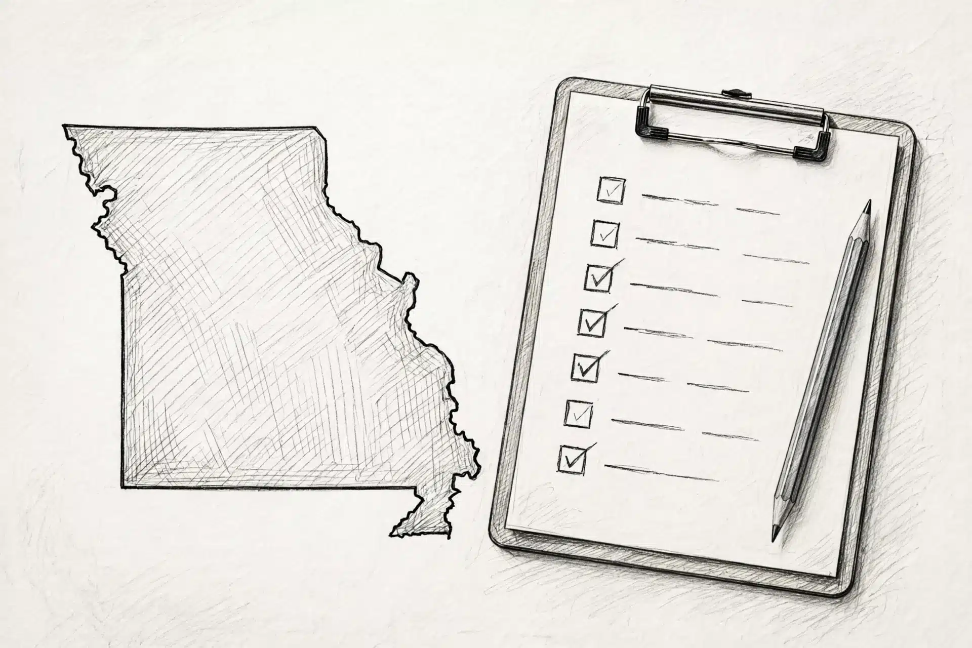 Missouri map beside breeder contract checklist