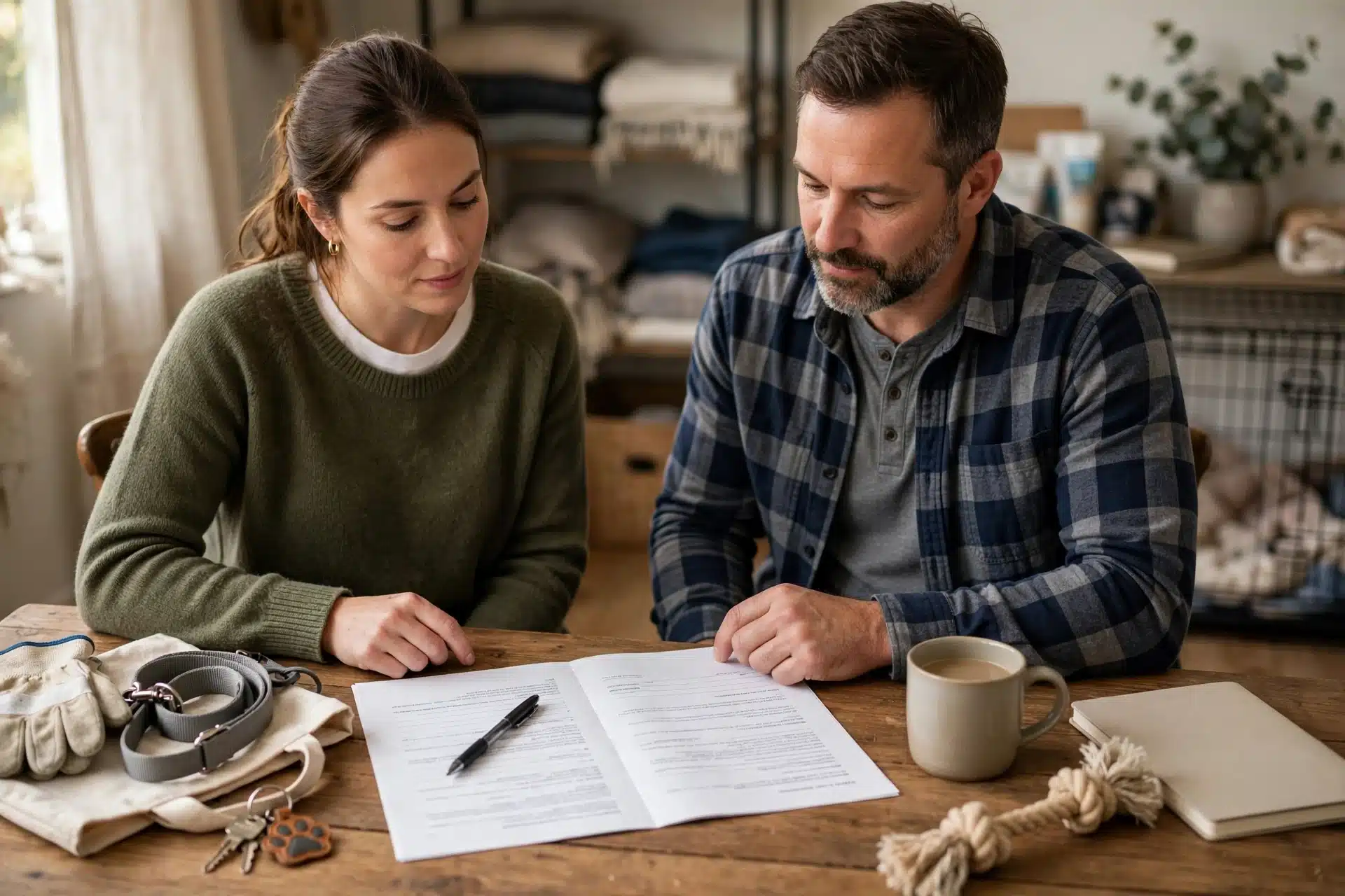 A buyer reviews a puppy deposit agreement