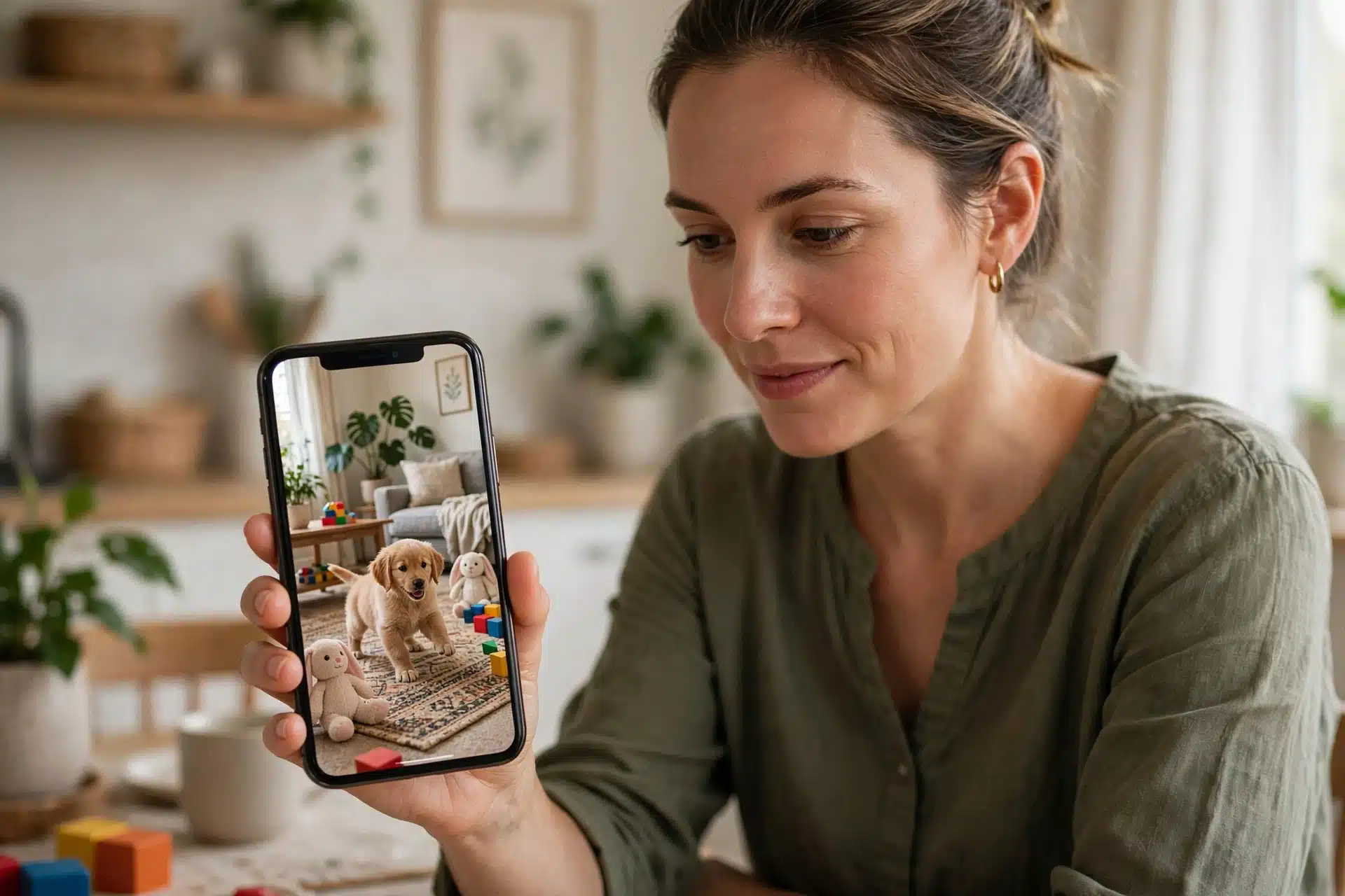 Breeder video call showing puppy at home