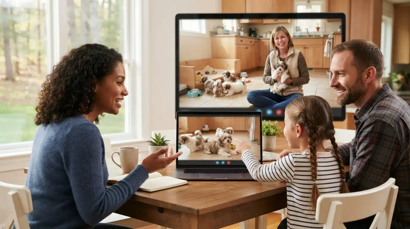 Family video calling a transparent breeder