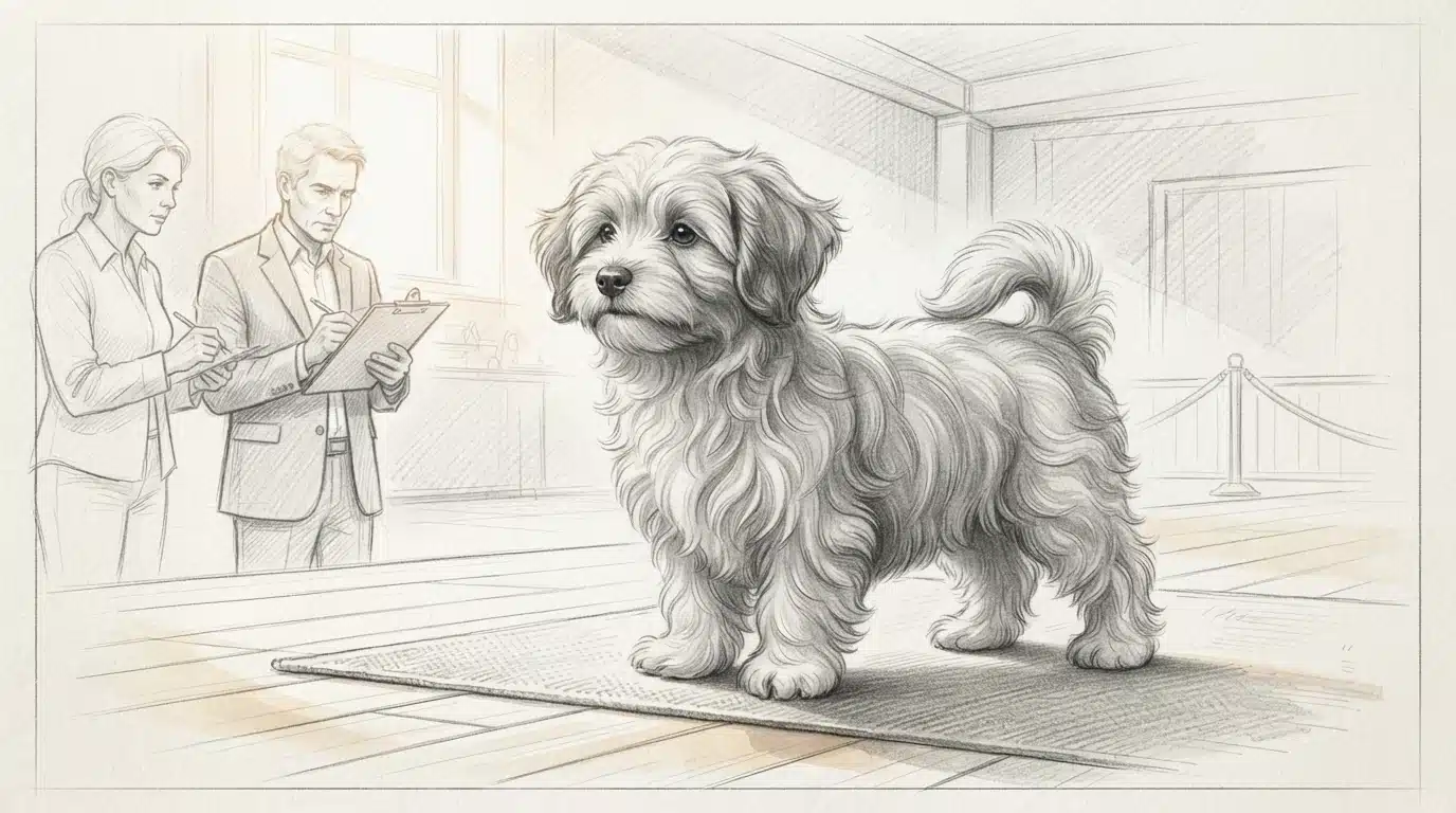Alert Havanese puppy in pencil sketch