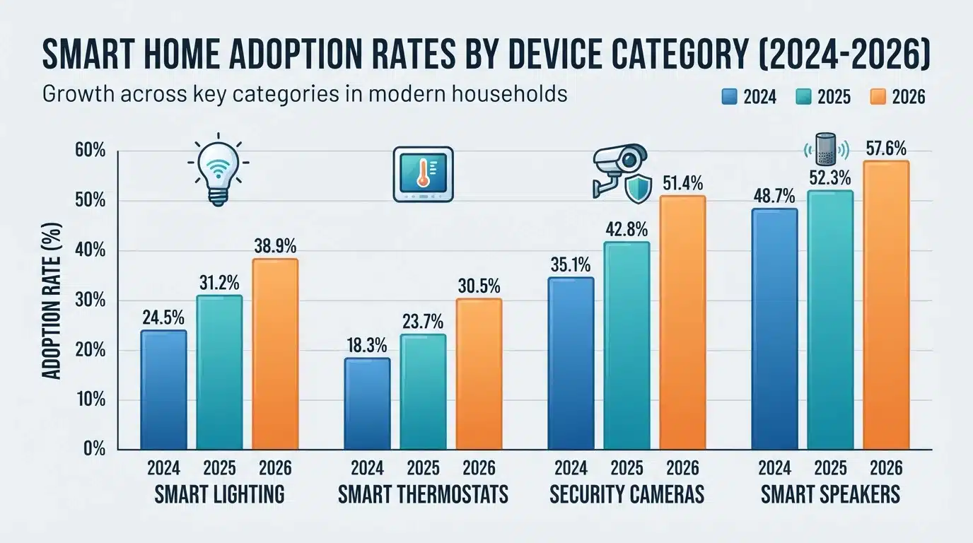 Bar chart of smart home device adoption 2024-2026