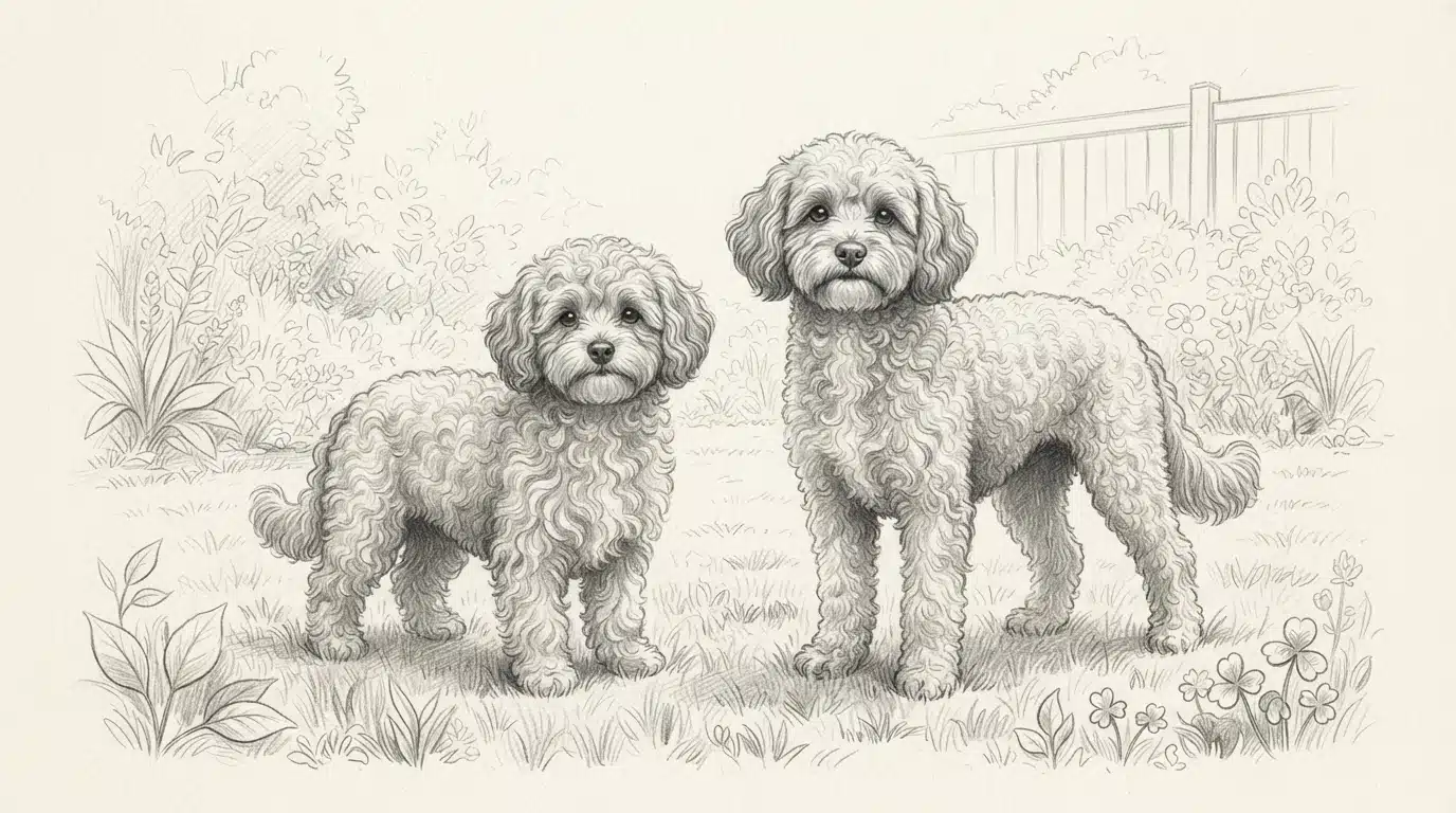 Toy and miniature poodle side by side