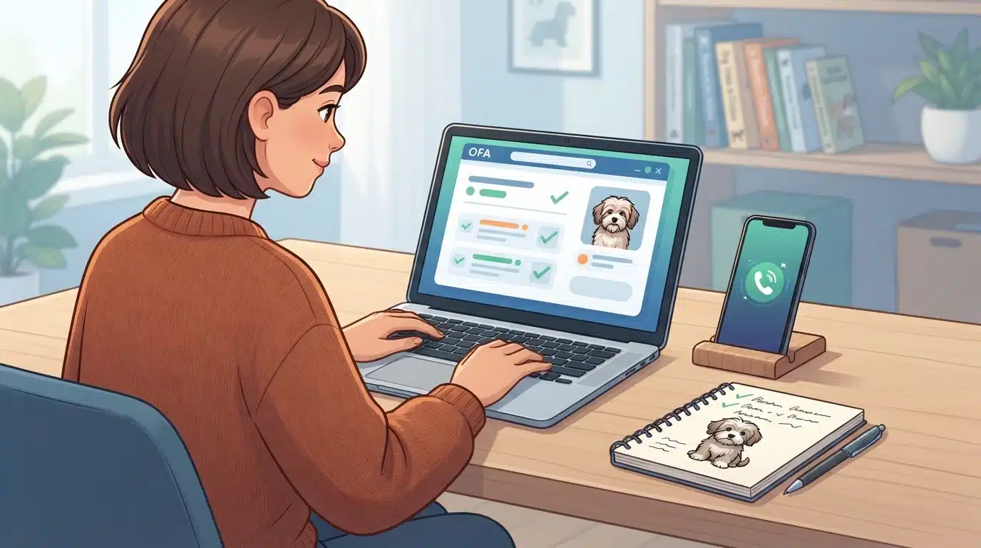 Laptop, notebook, and phone on a desk