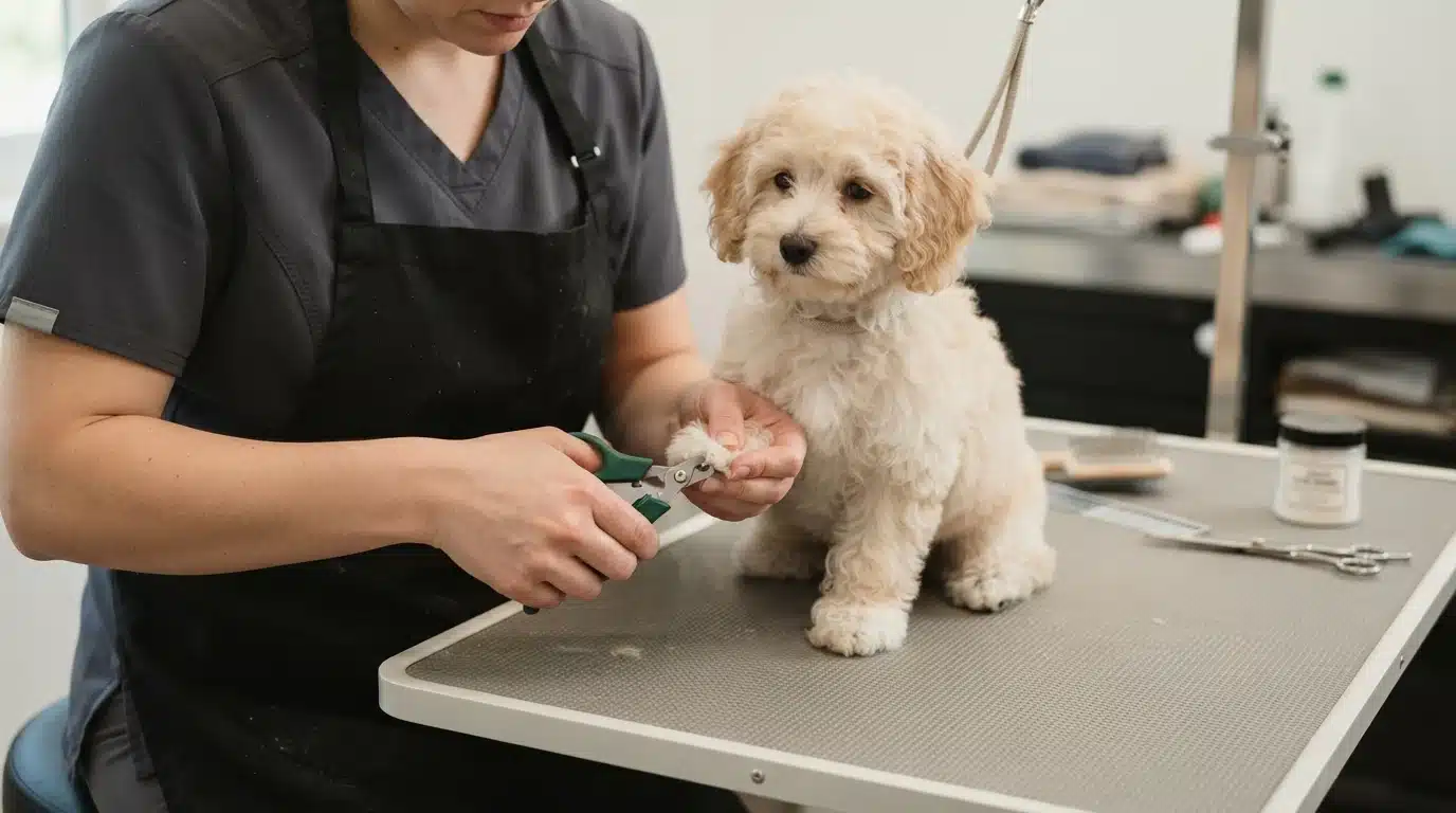 Groomer trimming cream Havapoo puppy nails
