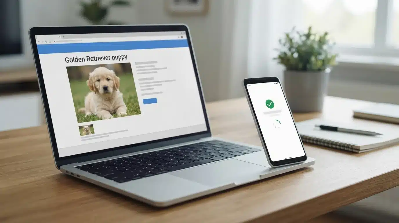 Laptop screen beside smartphone displaying payment confirmation